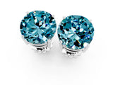 Silver 0.63 Carat Round Blue Topaz Stud Earrings