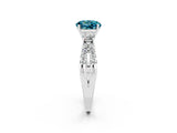 White gold Round Cut Blue Topaz Three-Stone Ring with Pavé Split Shank and Four-Prong Setting_2