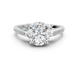 White gold Round Cut Cathedral Pave Diamond Engagement Ring with Six-Prong Setting_68