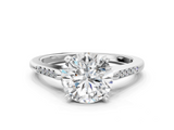 White gold Round Cut Channel Set Solitaire Engagement Ring with Four-Prong Setting_234