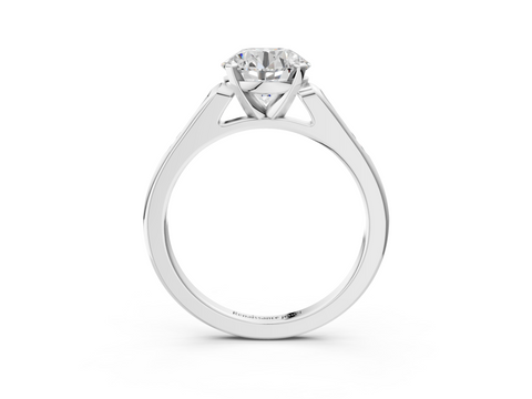 White gold Round Cut Channel Set Solitaire Engagement Ring with Four-Prong Setting_237