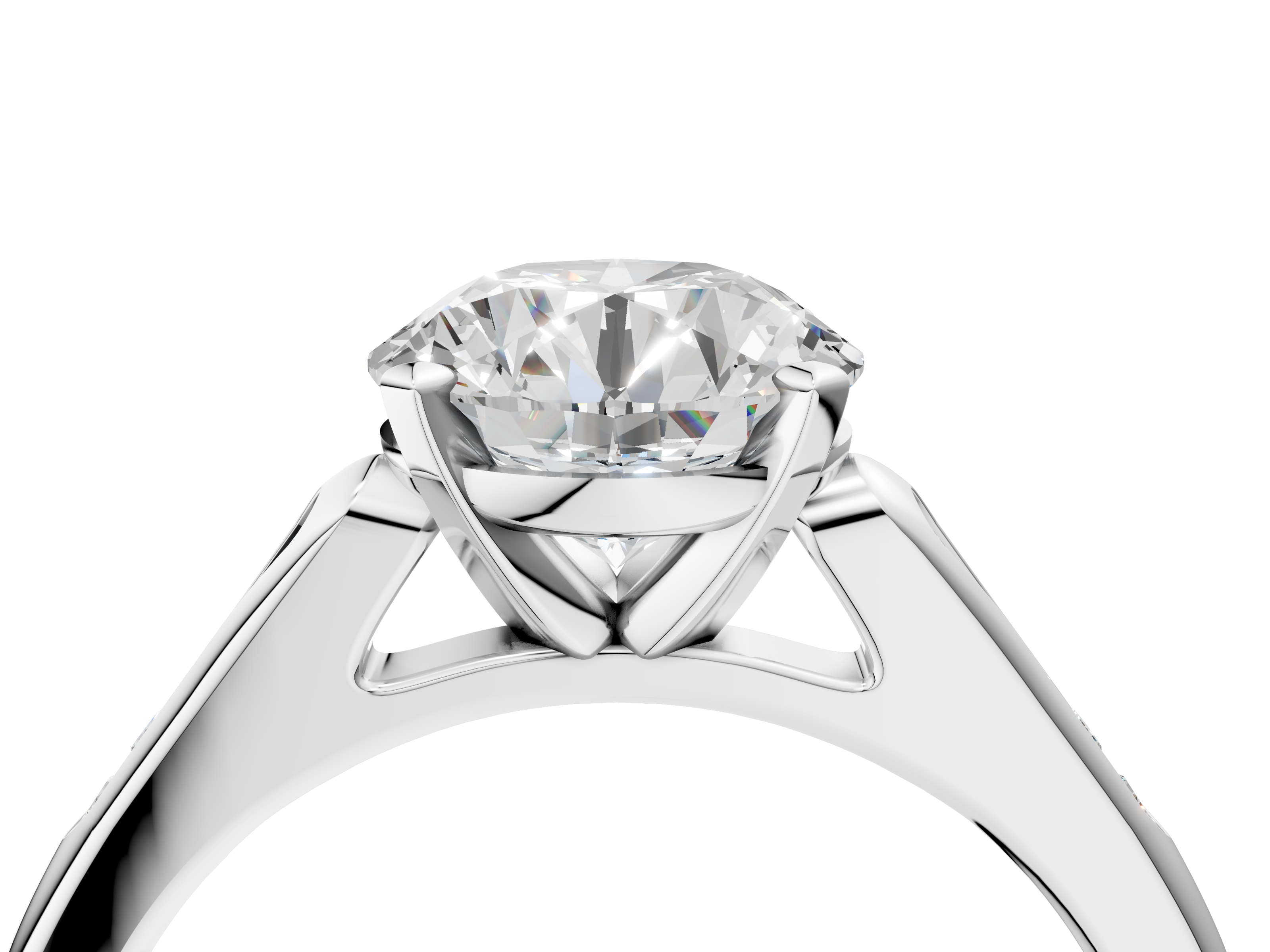 White gold Round Cut Channel Set Solitaire Engagement Ring with Four-Prong Setting_238