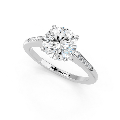 White gold Round Cut Channel Set Solitaire Engagement Ring with Four-Prong Setting_86