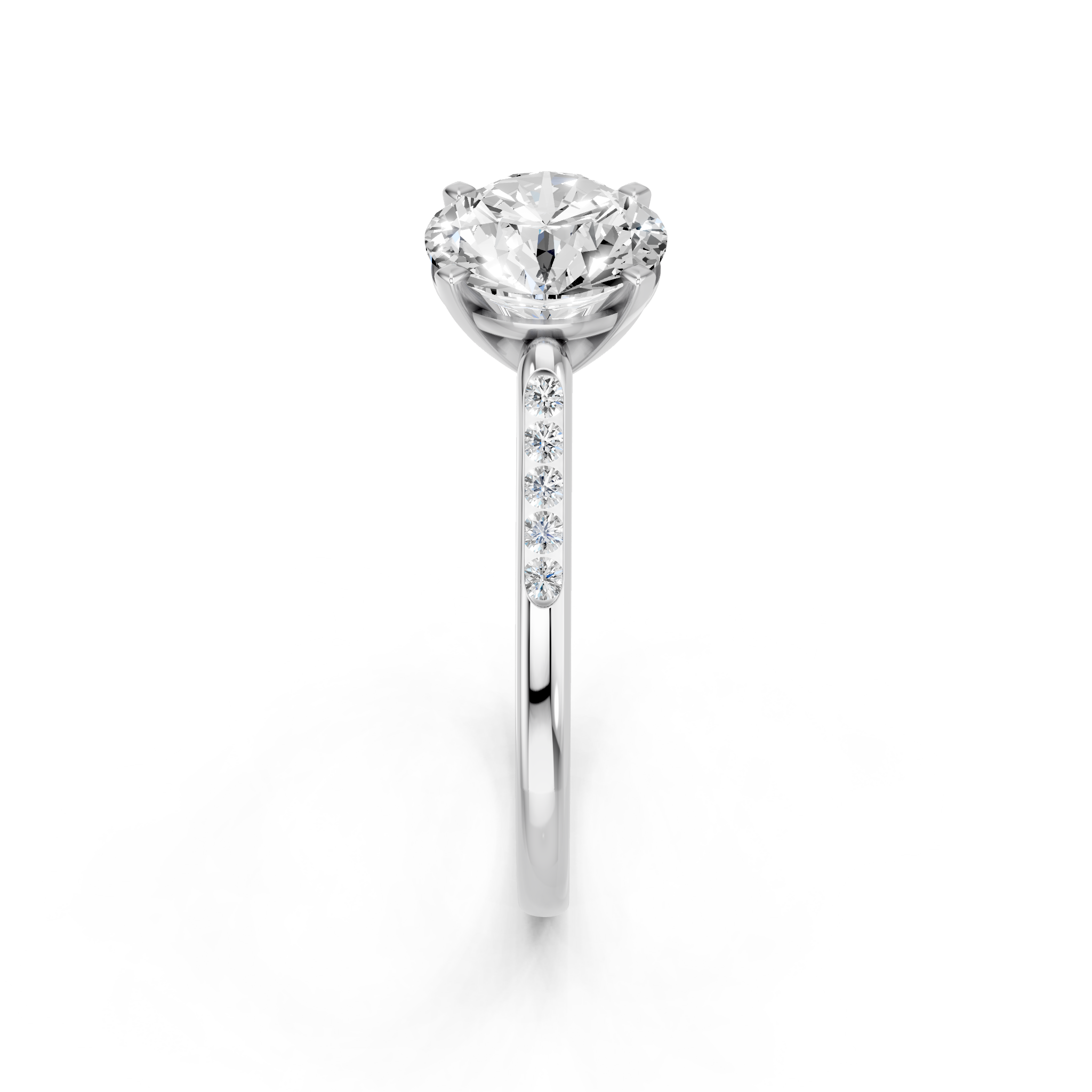 White gold Round Cut Channel Set Solitaire Engagement Ring with Four-Prong Setting_89