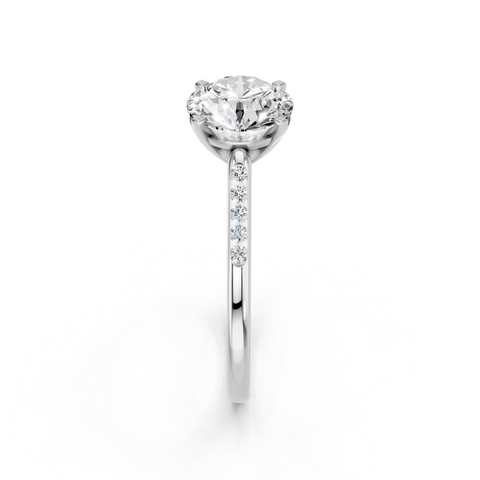 White gold Round Cut Channel Set Solitaire Engagement Ring with Four-Prong Setting_89