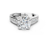 White gold Round Cut Channel Set Solitaire Engagement Ring with Prong Setting_58