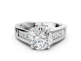 White gold Round Cut Channel Set Solitaire Ring with Four-Prong Setting_6