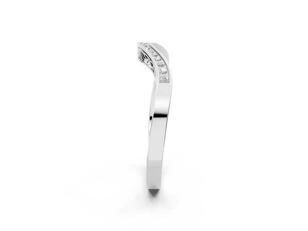 White gold Round Cut Channel Set Wave Band with Pavé Setting
