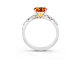 White gold Round Cut Citrine Cluster Side Stone Solitaire Ring with Prong Setting_27