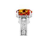 White gold Round Cut Citrine Engagement Ring with Milgrain Channel Set Band and Prong Setting_5