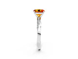 White gold Round Cut Citrine Engagement Ring with Side Stone Accents and Four-Prong Setting_29