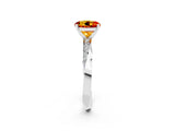 White gold Round Cut Citrine Engagement Ring with Side Stone Accents and Four-Prong Setting_38