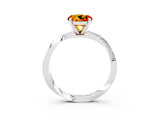 White gold Round Cut Citrine Engagement Ring with Side Stone Accents and Four-Prong Setting_39