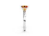 White gold Round Cut Citrine Engagement Ring with Side Stone Accents and Four-Prong Setting_98