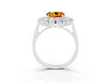 White gold Round Cut Citrine Floral Double Halo Engagement Ring with Prong Setting_27