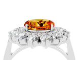 White gold Round Cut Citrine Floral Double Halo Engagement Ring with Prong Setting_28