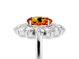 White gold Round Cut Citrine Floral Double Halo Engagement Ring with Prong Setting_29