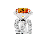White gold Round Cut Citrine Halo Ring with Round Split Shank and Prong Setting_65
