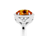 White gold Round Cut Citrine Halo Ring with Tapered Band and Four-Prong Setting_5