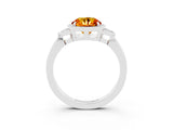 White gold Round Cut Citrine Halo Ring with Tapered Band and Four-Prong Setting_63