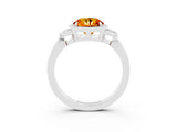 White gold Round Cut Citrine Halo Ring with Tapered Band and Four-Prong Setting_75
