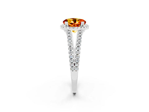 White gold Round Cut Citrine Halo Split Shank Engagement Ring_14