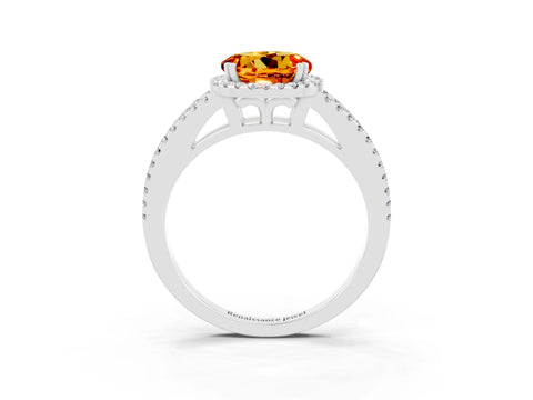 White gold Round Cut Citrine Halo Split Shank Engagement Ring_15