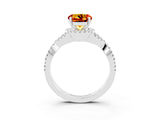 White gold Round Cut Citrine Halo Twist Band Solitaire Prong Setting Ring_3