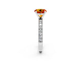 White gold Round Cut Citrine Milgrain Pavé Engagement Ring with Four-Prong Setting_2