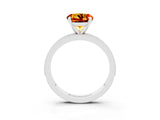White gold Round Cut Citrine Milgrain Pavé Engagement Ring with Four-Prong Setting_3
