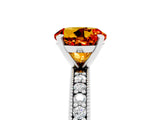 White gold Round Cut Citrine Milgrain Pavé Engagement Ring with Four-Prong Setting_5