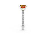 White gold Round Cut Citrine Pavé Solitaire Ring with Round Band and Prong Setting_14