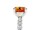 White gold Round Cut Citrine Pavé Solitaire Ring with Round Band and Prong Setting_17