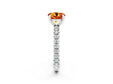 White gold Round Cut Citrine Pavé Solitaire Ring with Round Band and Prong Setting_38
