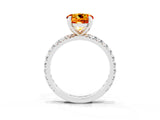 White gold Round Cut Citrine Pavé Solitaire Ring with Round Band and Prong Setting_39