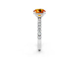 White gold Round Cut Citrine Pave Band Solitaire Ring with Four-Prong Setting_26