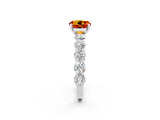 White gold Round Cut Citrine Prong Setting with Side Stones on a Pave Band_2