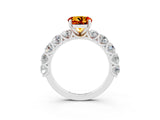 White gold Round Cut Citrine Prong Setting with Side Stones on a Pave Band_3
