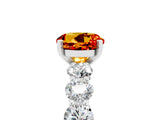 White gold Round Cut Citrine Prong Setting with Side Stones on a Pave Band_5