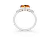 White gold Round Cut Citrine Ring with Side Stones and Four-Prong Setting_39