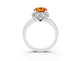 White gold Round Cut Citrine Scalloped Halo Engagement Ring with Round Shared Prong Band_51