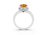 White gold Round Cut Citrine Scalloped Halo Engagement Ring with Round Shared Prong Band_57