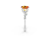 White gold Round Cut Citrine Scattered Round Accent Ring with Prong Setting_26