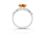 White gold Round Cut Citrine Scattered Round Accent Ring with Prong Setting_27