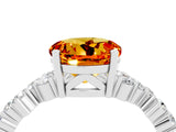 White gold Round Cut Citrine Scattered Round Accent Ring with Prong Setting_28