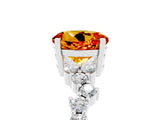 White gold Round Cut Citrine Scattered Round Accent Ring with Prong Setting_29