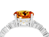 White gold Round Cut Citrine Scattered Round Accent Ring with Prong Setting_34