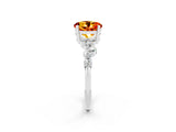 White gold Round Cut Citrine Scattered Round Accent Ring with Prong Setting_50