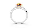 White gold Round Cut Citrine Solitaire Celtic Knot Ring with Four-Prong Setting_15