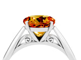 White gold Round Cut Citrine Solitaire Engagement Ring with Cathedral Setting and Four-Prong Mount_106